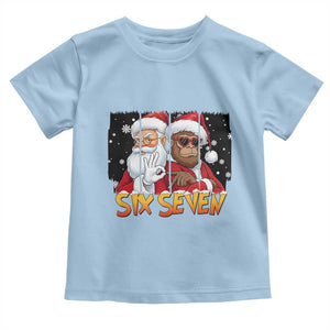 Six Seven Meme Santa Bigfoot Toddler T Shirt 67 Viral Gen Alpha Slang Christmas Gift TS12 Light Blue Print Your Wear