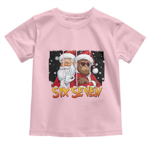 Six Seven Meme Santa Bigfoot Toddler T Shirt 67 Viral Gen Alpha Slang Christmas Gift TS12 Light Pink Print Your Wear