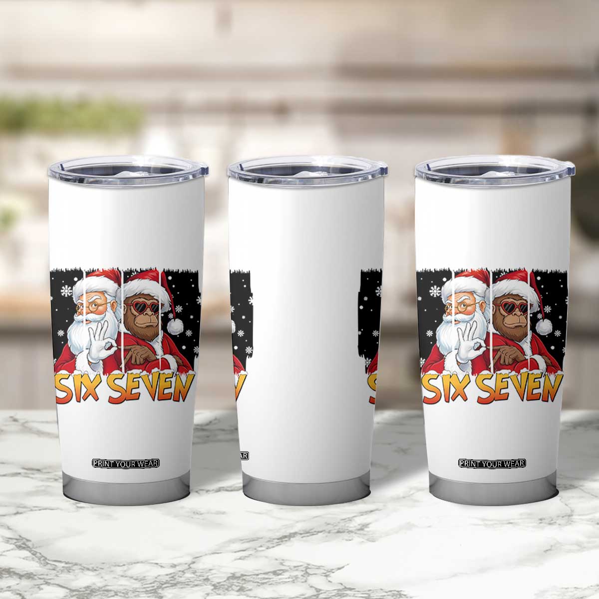 Six Seven Meme Santa Bigfoot Tumbler Cup 67 Viral Gen Alpha Slang Christmas Gift TS12 Print Your Wear