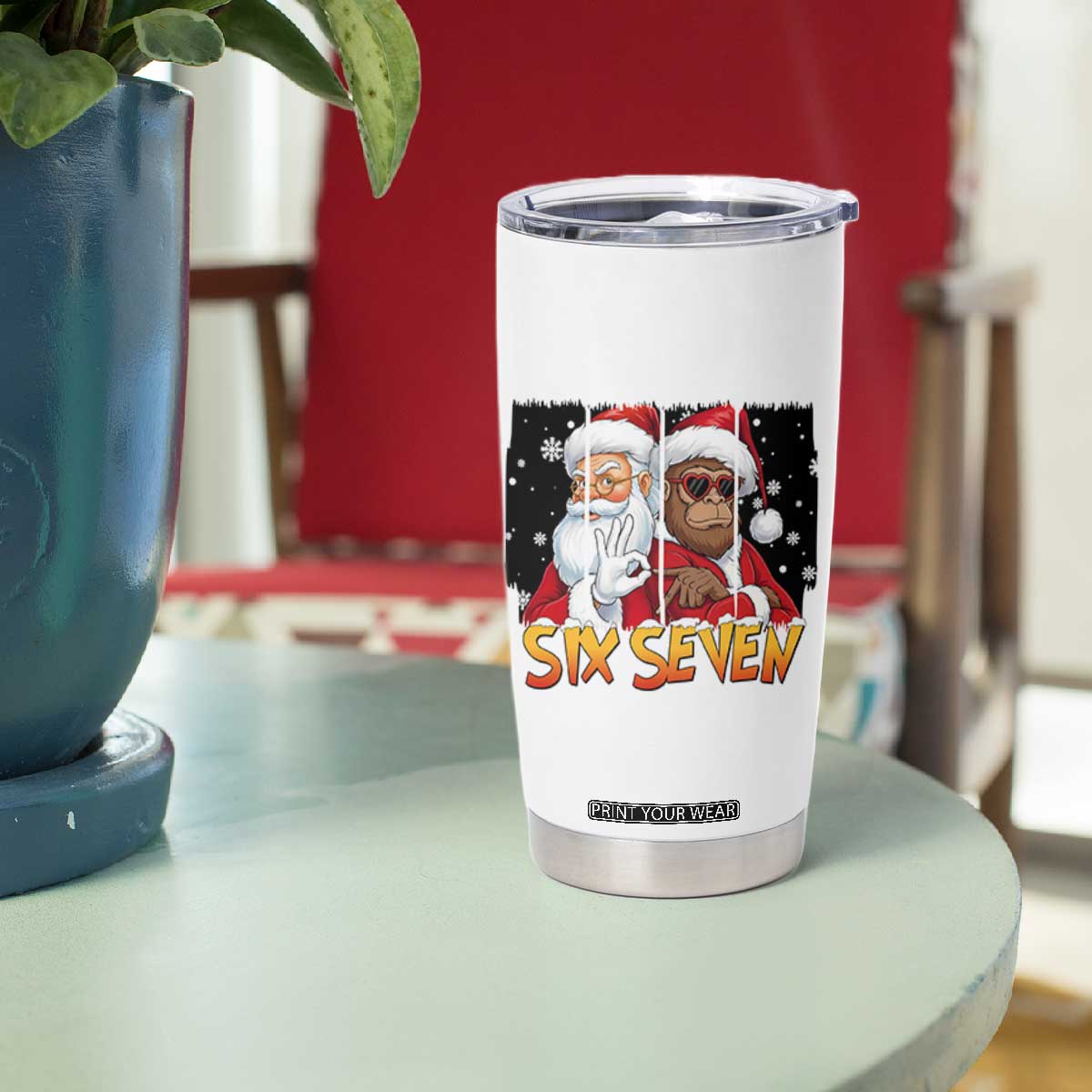Six Seven Meme Santa Bigfoot Tumbler Cup 67 Viral Gen Alpha Slang Christmas Gift TS12 Print Your Wear