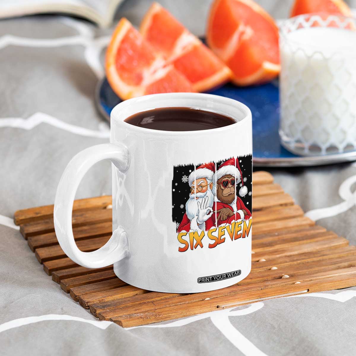 Six Seven Meme Santa Bigfoot Coffee Mug 67 Viral Gen Alpha Slang Christmas Gift TS12 Print Your Wear