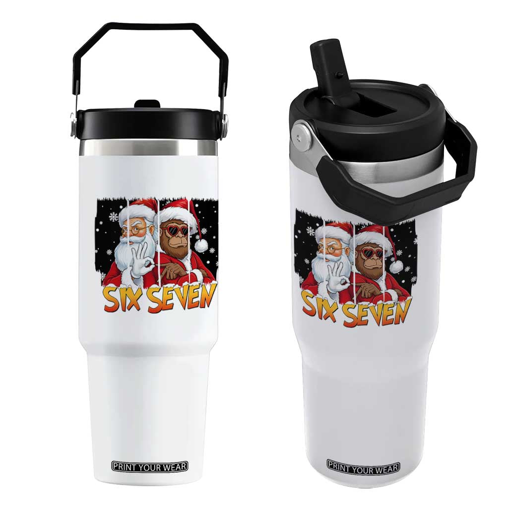 Six Seven Meme Santa Bigfoot Flip Straw Tumbler 67 Viral Gen Alpha Slang Christmas Gift TS12 One Size: 30 oz White Print Your Wear