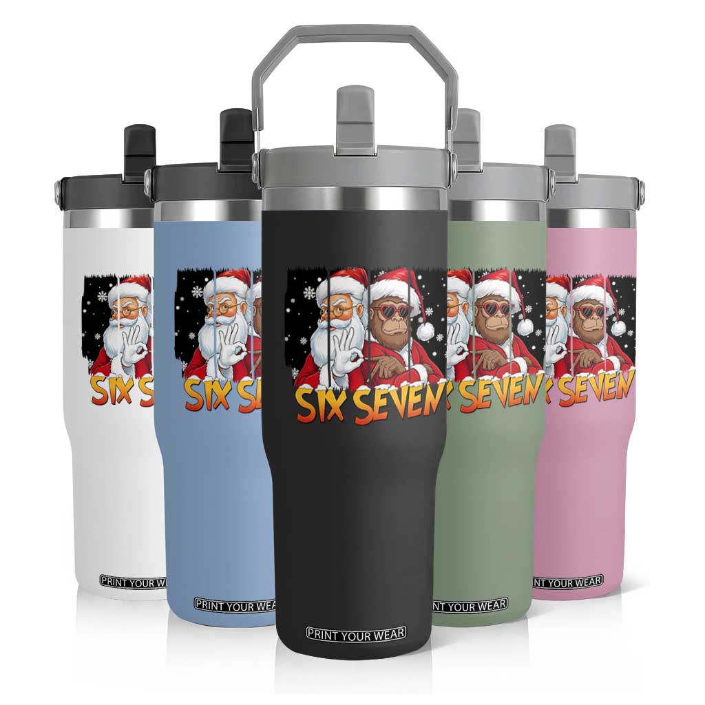 Six Seven Meme Santa Bigfoot Flip Straw Tumbler 67 Viral Gen Alpha Slang Christmas Gift TS12 Print Your Wear