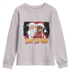 Six Seven Meme Santa Bigfoot Youth Sweatshirt 67 Viral Gen Alpha Slang Christmas Gift TS12 Ice Gray Print Your Wear