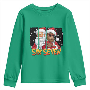 Six Seven Meme Santa Bigfoot Youth Sweatshirt 67 Viral Gen Alpha Slang Christmas Gift TS12 Irish Green Print Your Wear