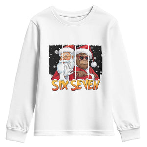 Six Seven Meme Santa Bigfoot Youth Sweatshirt 67 Viral Gen Alpha Slang Christmas Gift TS12 White Print Your Wear