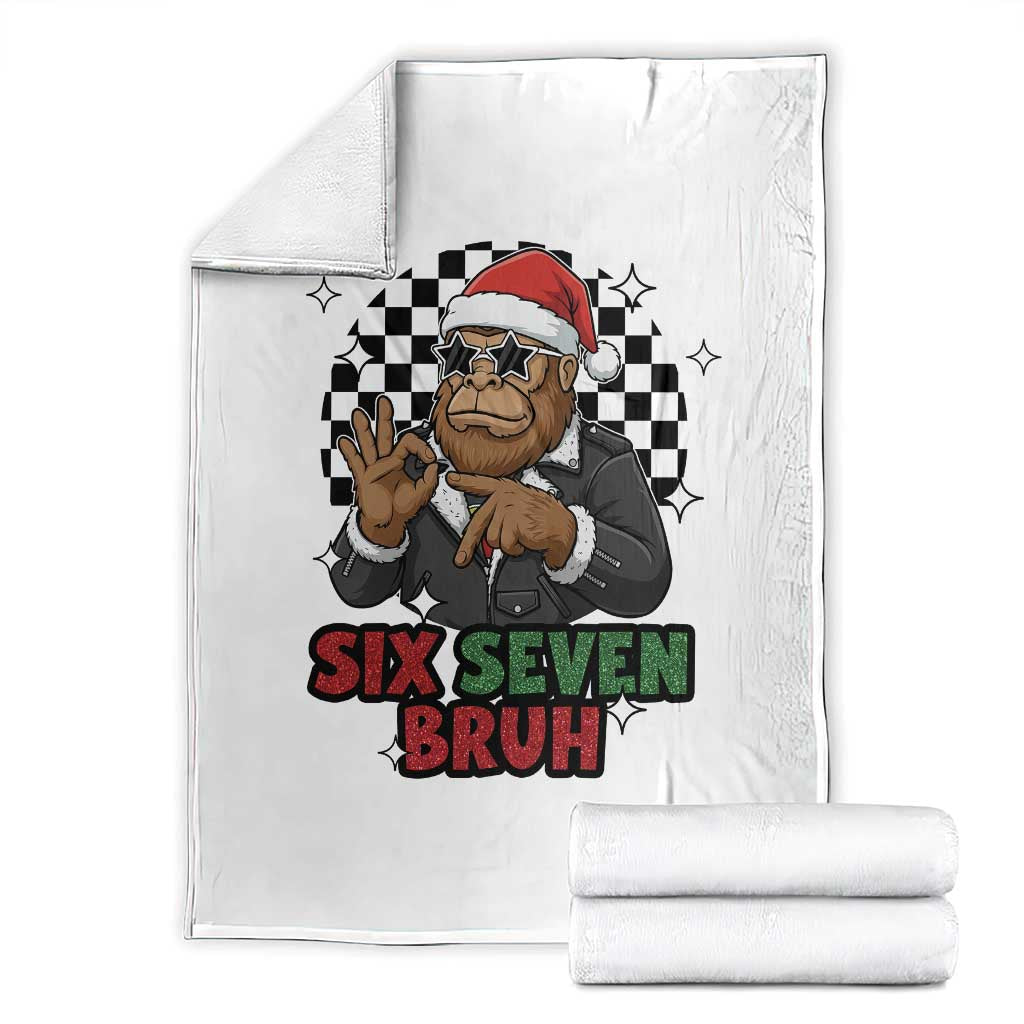Biker Santa Six Seven Bruh Throw Blanket Christmas Gift For Gen Z TS12 White Print Your Wear