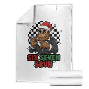 Biker Santa Six Seven Bruh Throw Blanket Christmas Gift For Gen Z TS12 White Print Your Wear
