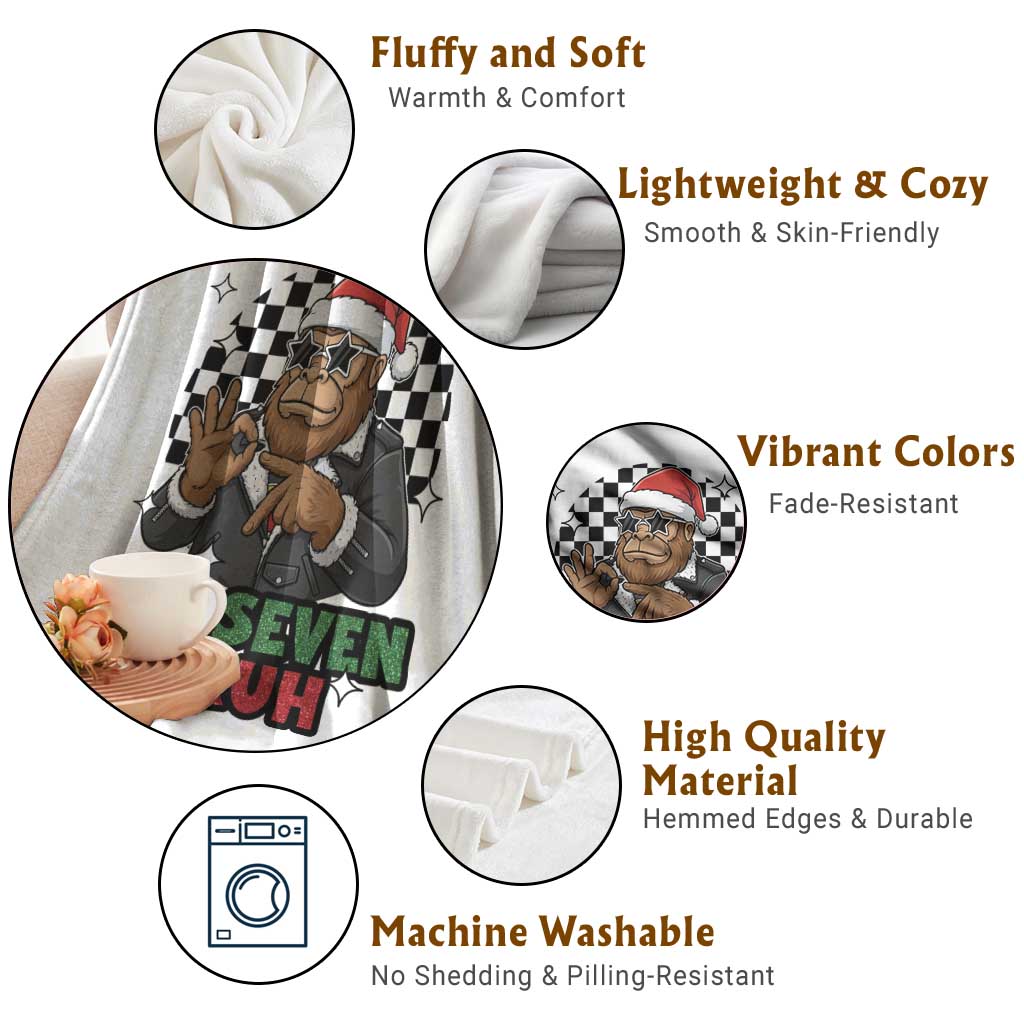 Biker Santa Six Seven Bruh Throw Blanket Christmas Gift For Gen Z TS12 Print Your Wear