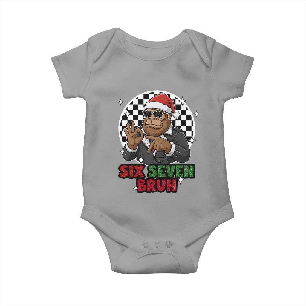 Biker Santa Six Seven Bruh Baby Onesie Christmas Gift For Gen Z TS12 Sport Gray Print Your Wear