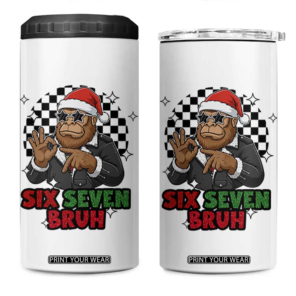 Biker Santa Six Seven Bruh 4 in 1 Can Cooler Tumbler Christmas Gift For Gen Z TS12 One Size: 16 oz White Print Your Wear