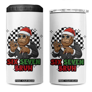 Biker Santa Six Seven Bruh 4 in 1 Can Cooler Tumbler Christmas Gift For Gen Z TS12 One Size: 16 oz White Print Your Wear