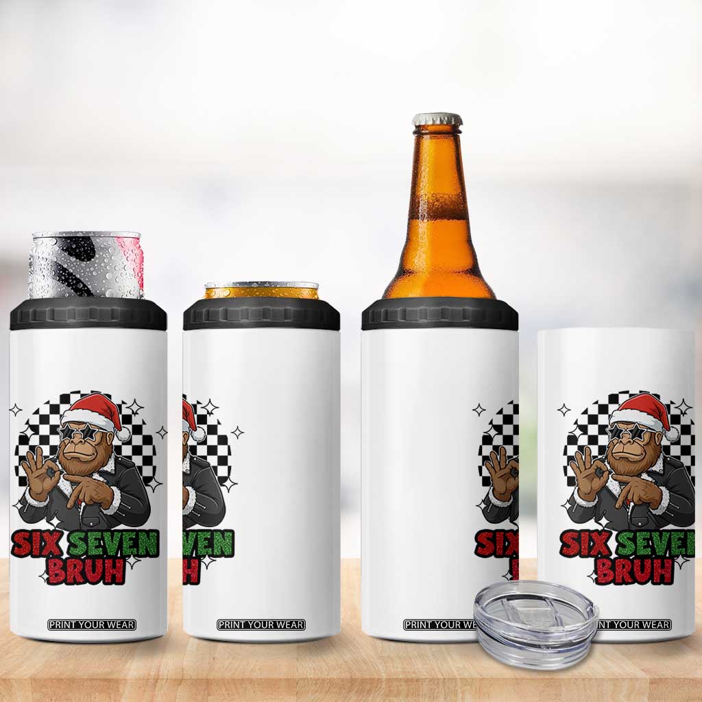 Biker Santa Six Seven Bruh 4 in 1 Can Cooler Tumbler Christmas Gift For Gen Z TS12 Print Your Wear