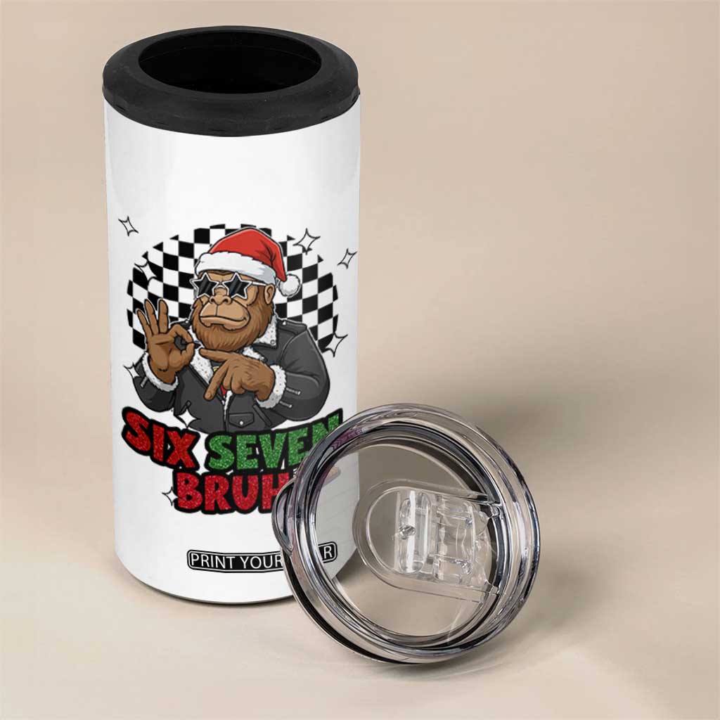 Biker Santa Six Seven Bruh 4 in 1 Can Cooler Tumbler Christmas Gift For Gen Z TS12 Print Your Wear