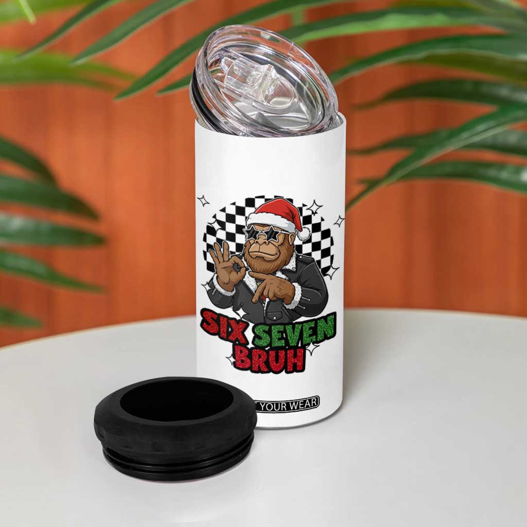 Biker Santa Six Seven Bruh 4 in 1 Can Cooler Tumbler Christmas Gift For Gen Z TS12 Print Your Wear