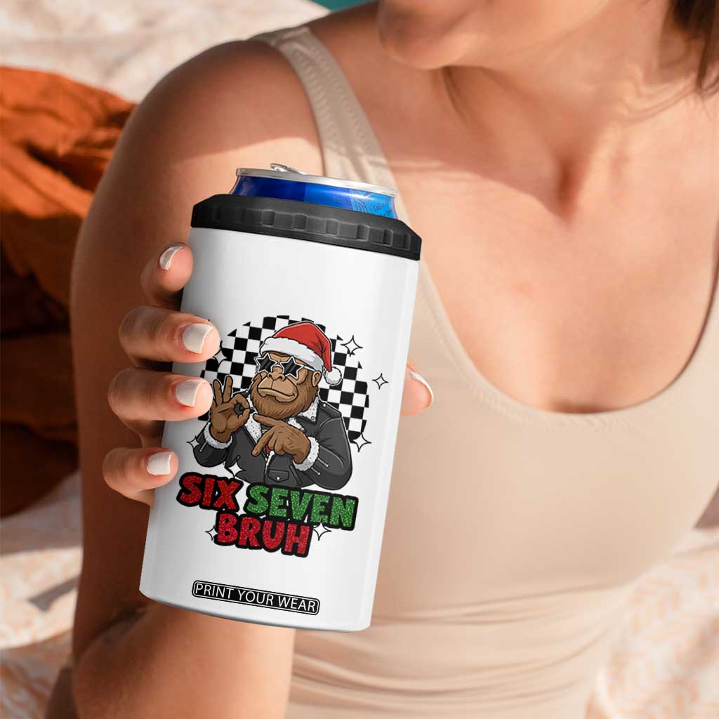 Biker Santa Six Seven Bruh 4 in 1 Can Cooler Tumbler Christmas Gift For Gen Z TS12 Print Your Wear