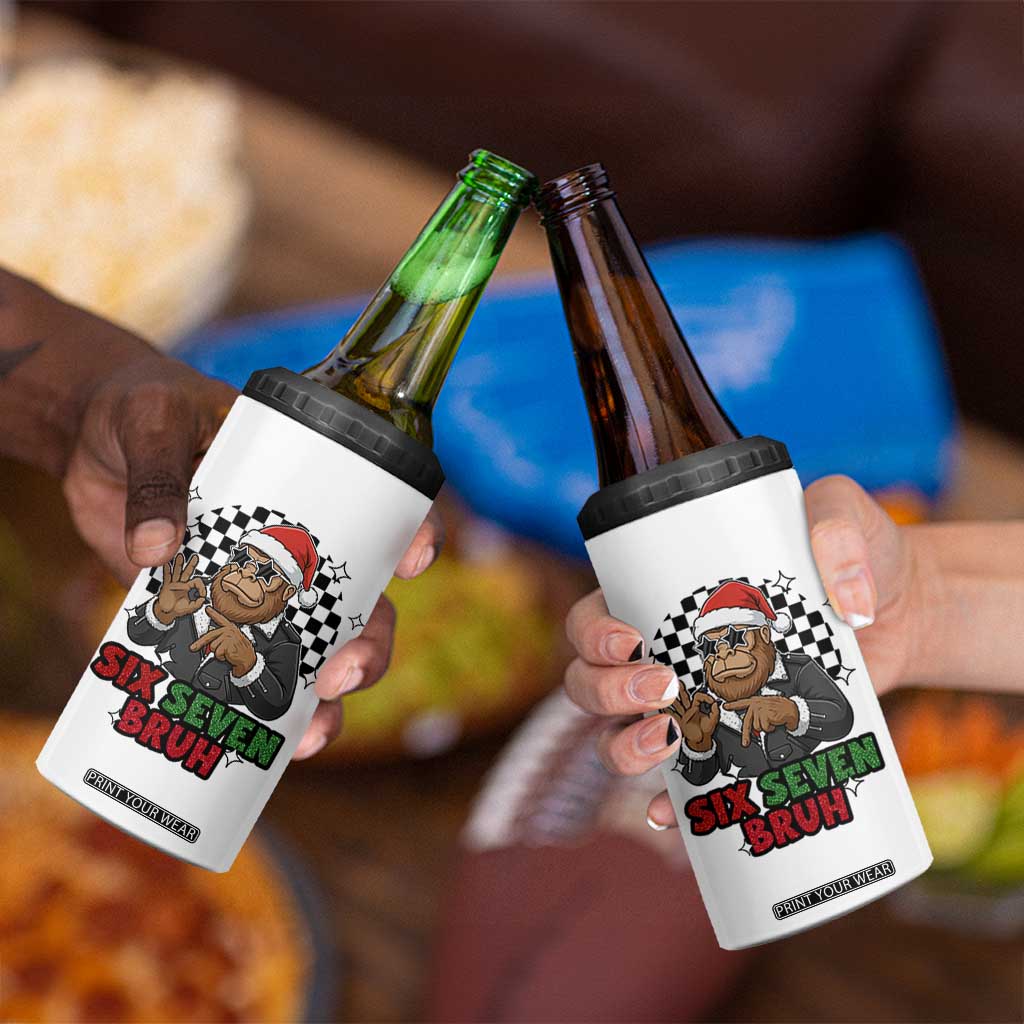 Biker Santa Six Seven Bruh 4 in 1 Can Cooler Tumbler Christmas Gift For Gen Z TS12 Print Your Wear