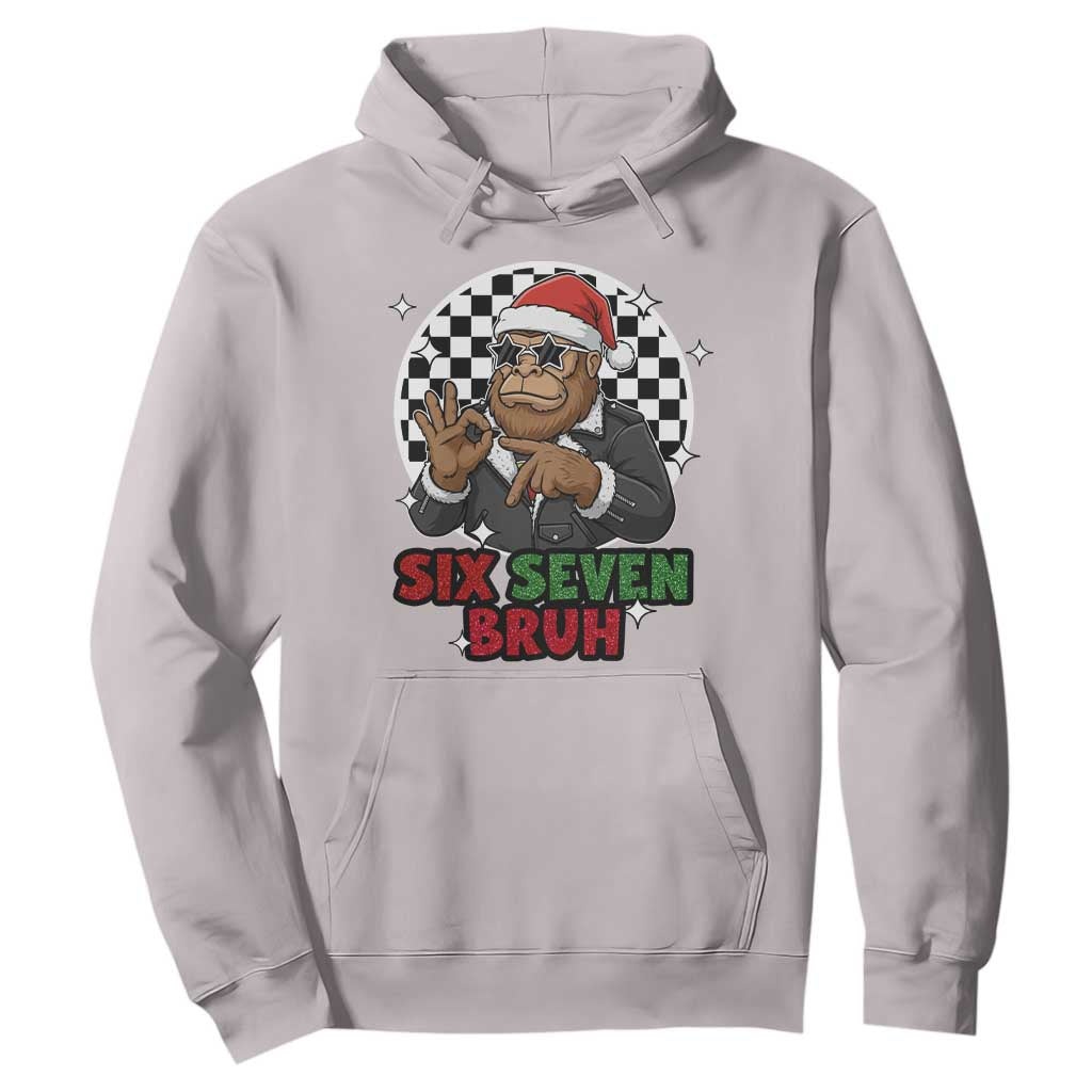 Biker Santa Six Seven Bruh Hoodie Christmas Gift For Gen Z TS12 Ice Gray Print Your Wear