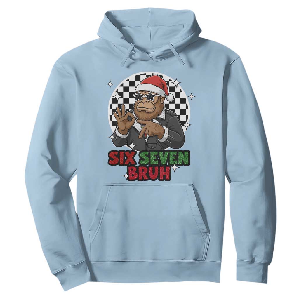 Biker Santa Six Seven Bruh Hoodie Christmas Gift For Gen Z TS12 Light Blue Print Your Wear