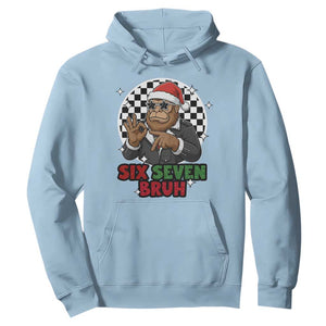 Biker Santa Six Seven Bruh Hoodie Christmas Gift For Gen Z TS12 Light Blue Print Your Wear