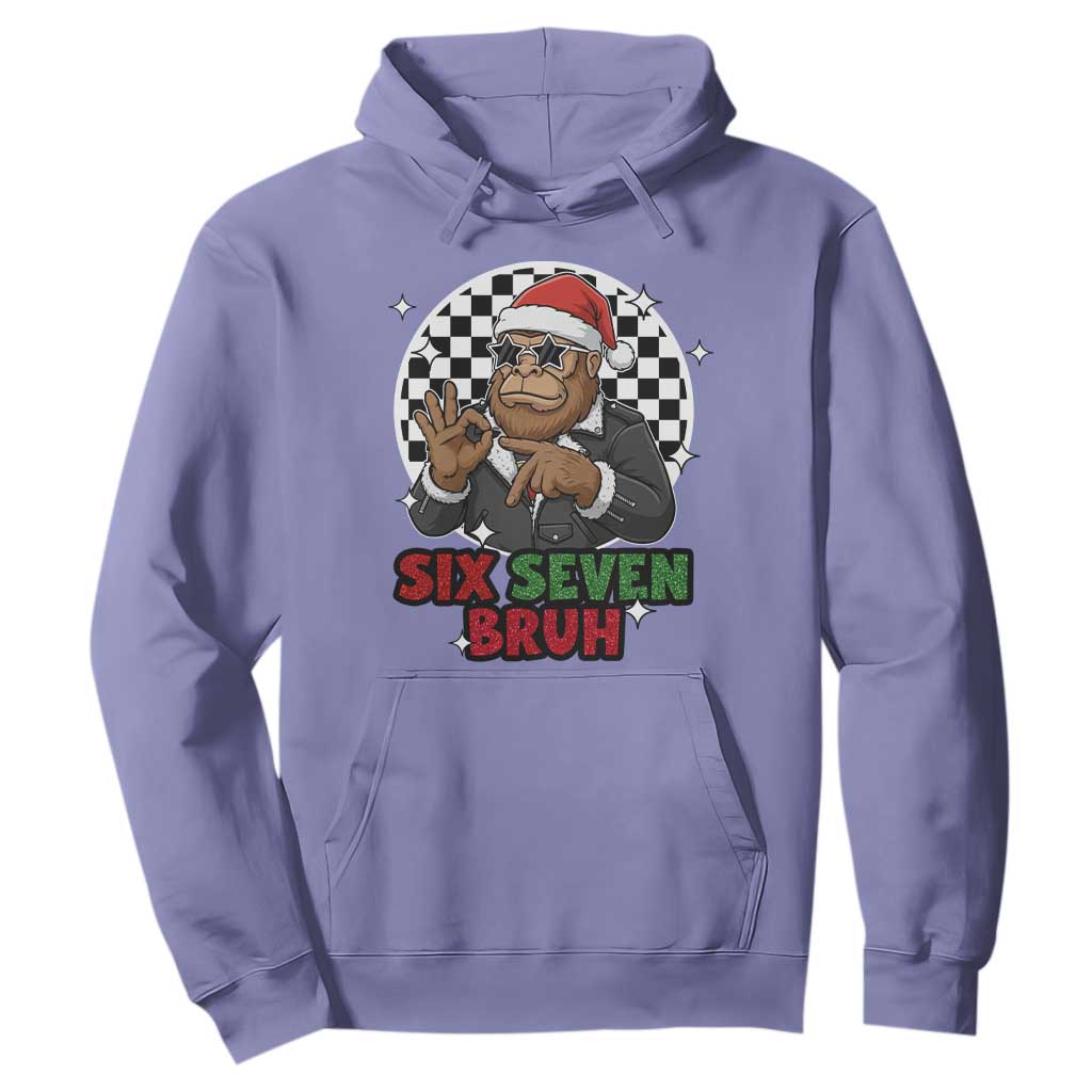 Biker Santa Six Seven Bruh Hoodie Christmas Gift For Gen Z TS12 Violet Print Your Wear