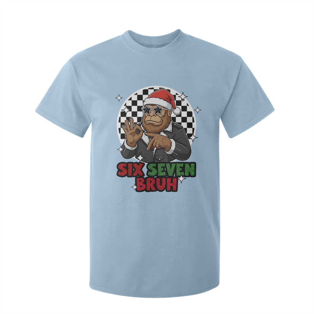 Biker Santa Six Seven Bruh T Shirt For Kid Christmas Gift For Gen Z TS12 Light Blue Print Your Wear