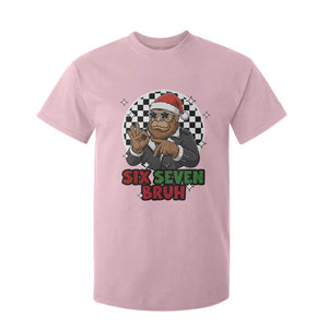 Biker Santa Six Seven Bruh T Shirt For Kid Christmas Gift For Gen Z TS12 Light Pink Print Your Wear