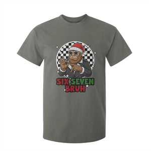 Biker Santa Six Seven Bruh T Shirt For Kid Christmas Gift For Gen Z TS12 Military Green Print Your Wear