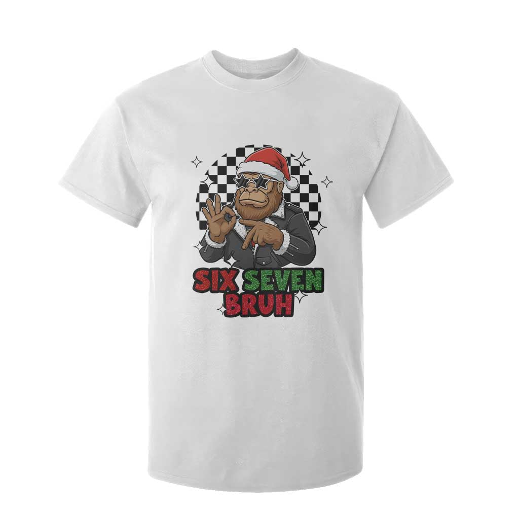 Biker Santa Six Seven Bruh T Shirt For Kid Christmas Gift For Gen Z TS12 White Print Your Wear