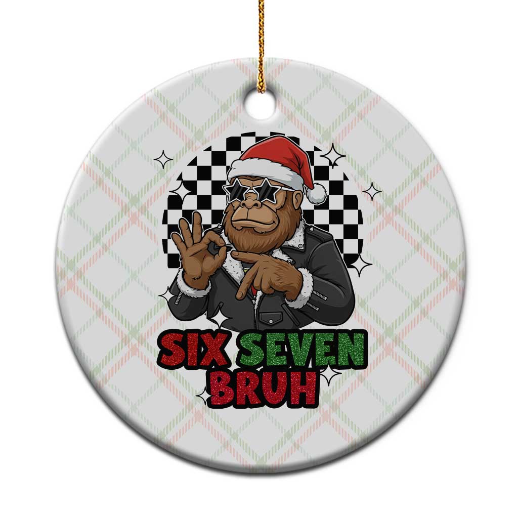 Biker Santa Six Seven Bruh Ceramic Ornament Christmas Gift For Gen Z TS12 1pc Christmas Plaid Print Your Wear