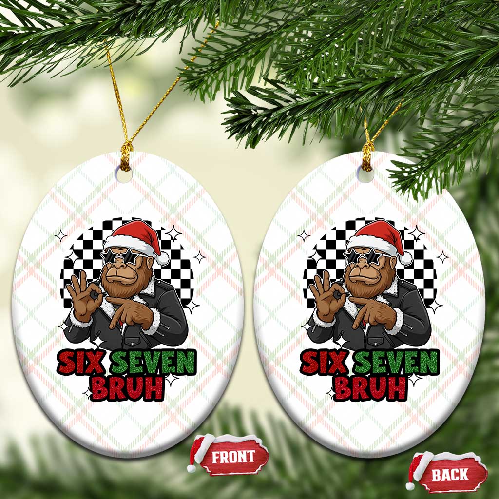 Biker Santa Six Seven Bruh Ceramic Ornament Christmas Gift For Gen Z TS12 Print Your Wear