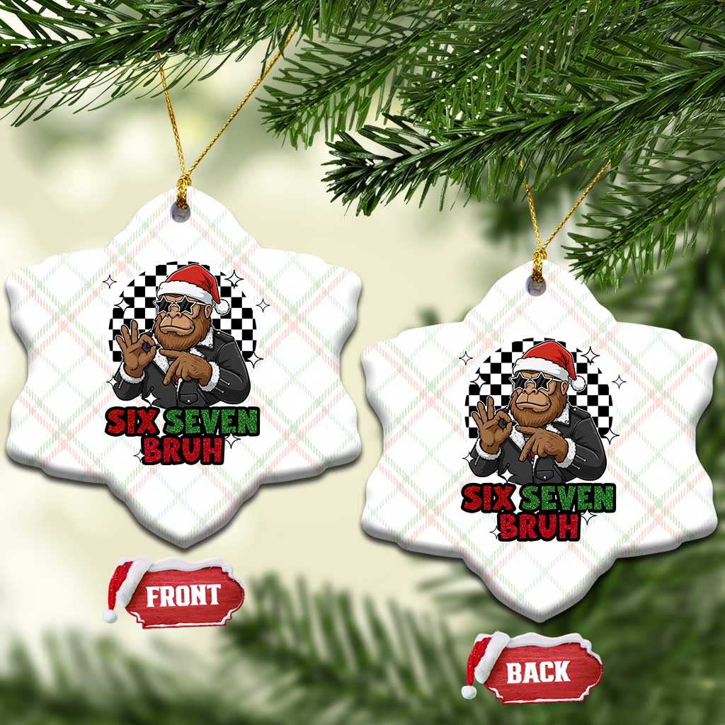 Biker Santa Six Seven Bruh Ceramic Ornament Christmas Gift For Gen Z TS12 Print Your Wear