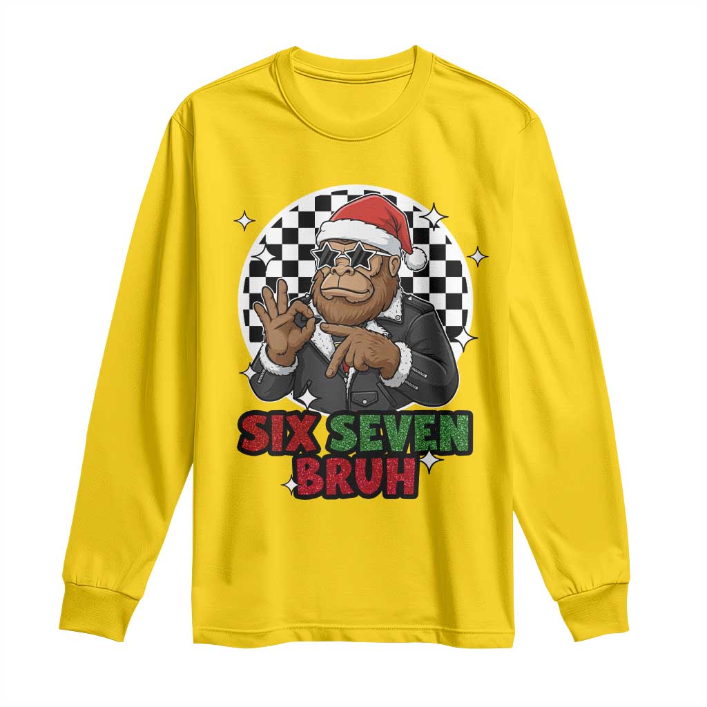 Biker Santa Six Seven Bruh Long Sleeve Shirt Christmas Gift For Gen Z TS12 Daisy Print Your Wear