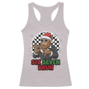 Biker Santa Six Seven Bruh Racerback Tank Top Christmas Gift For Gen Z TS12 Ice Gray Print Your Wear