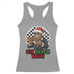 Biker Santa Six Seven Bruh Racerback Tank Top Christmas Gift For Gen Z TS12 Sport Gray Print Your Wear