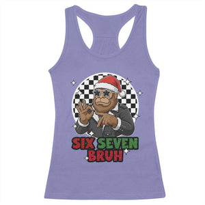 Biker Santa Six Seven Bruh Racerback Tank Top Christmas Gift For Gen Z TS12 Violet Print Your Wear