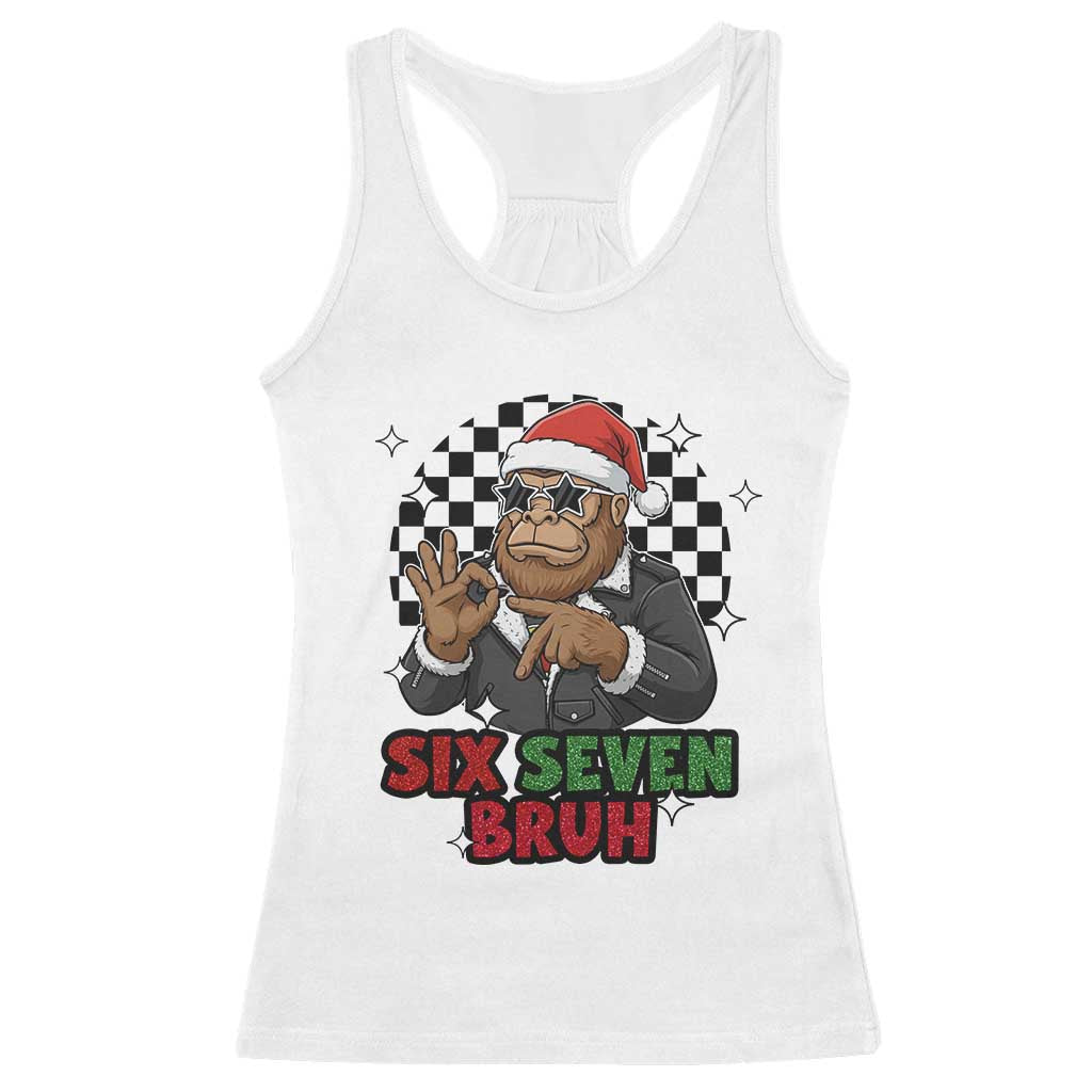 Biker Santa Six Seven Bruh Racerback Tank Top Christmas Gift For Gen Z TS12 White Print Your Wear