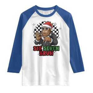 Biker Santa Six Seven Bruh Raglan Shirt Christmas Gift For Gen Z TS12 White Royal Print Your Wear
