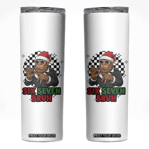 Biker Santa Six Seven Bruh Skinny Tumbler Christmas Gift For Gen Z TS12 White Print Your Wear