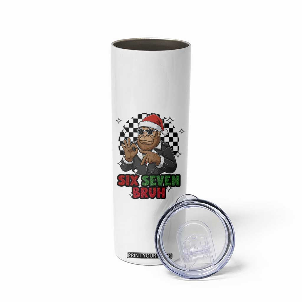 Biker Santa Six Seven Bruh Skinny Tumbler Christmas Gift For Gen Z TS12 Print Your Wear