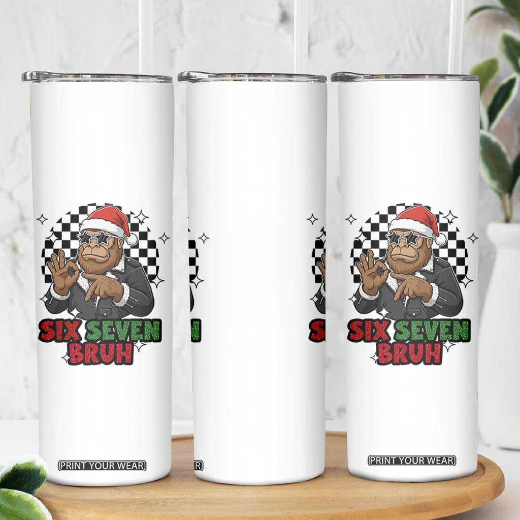 Biker Santa Six Seven Bruh Skinny Tumbler Christmas Gift For Gen Z TS12 Print Your Wear