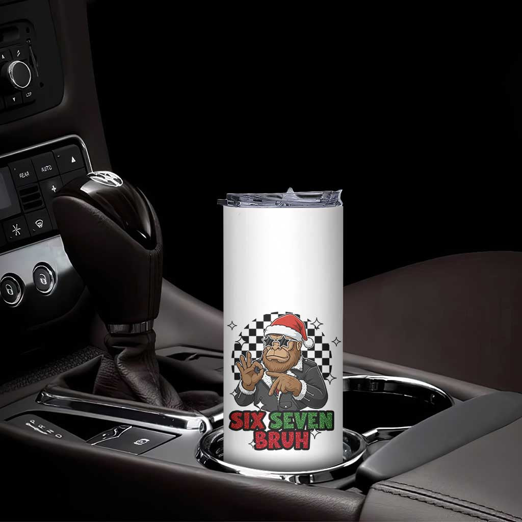 Biker Santa Six Seven Bruh Skinny Tumbler Christmas Gift For Gen Z TS12 Print Your Wear