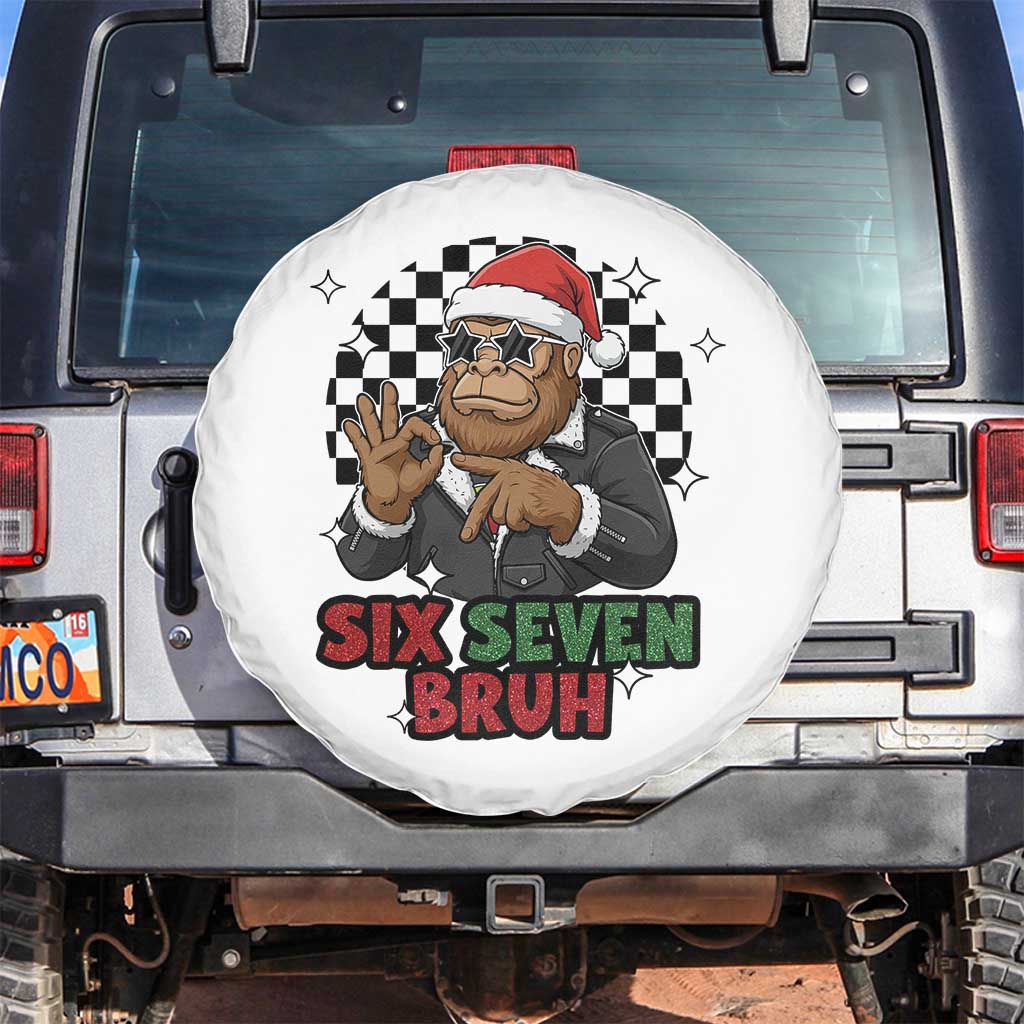 Biker Santa Six Seven Bruh Spare Tire Cover Christmas Gift For Gen Z TS12 No hole White Print Your Wear