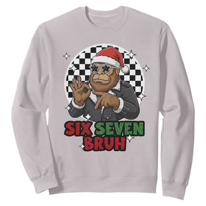 Biker Santa Six Seven Bruh Sweatshirt Christmas Gift For Gen Z TS12 Ice Gray Print Your Wear