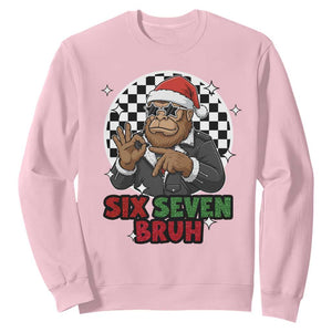 Biker Santa Six Seven Bruh Sweatshirt Christmas Gift For Gen Z TS12 Light Pink Print Your Wear