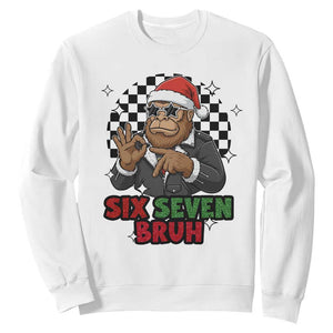 Biker Santa Six Seven Bruh Sweatshirt Christmas Gift For Gen Z TS12 White Print Your Wear