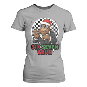 Biker Santa Six Seven Bruh T Shirt For Women Christmas Gift For Gen Z TS12 Sport Gray Print Your Wear