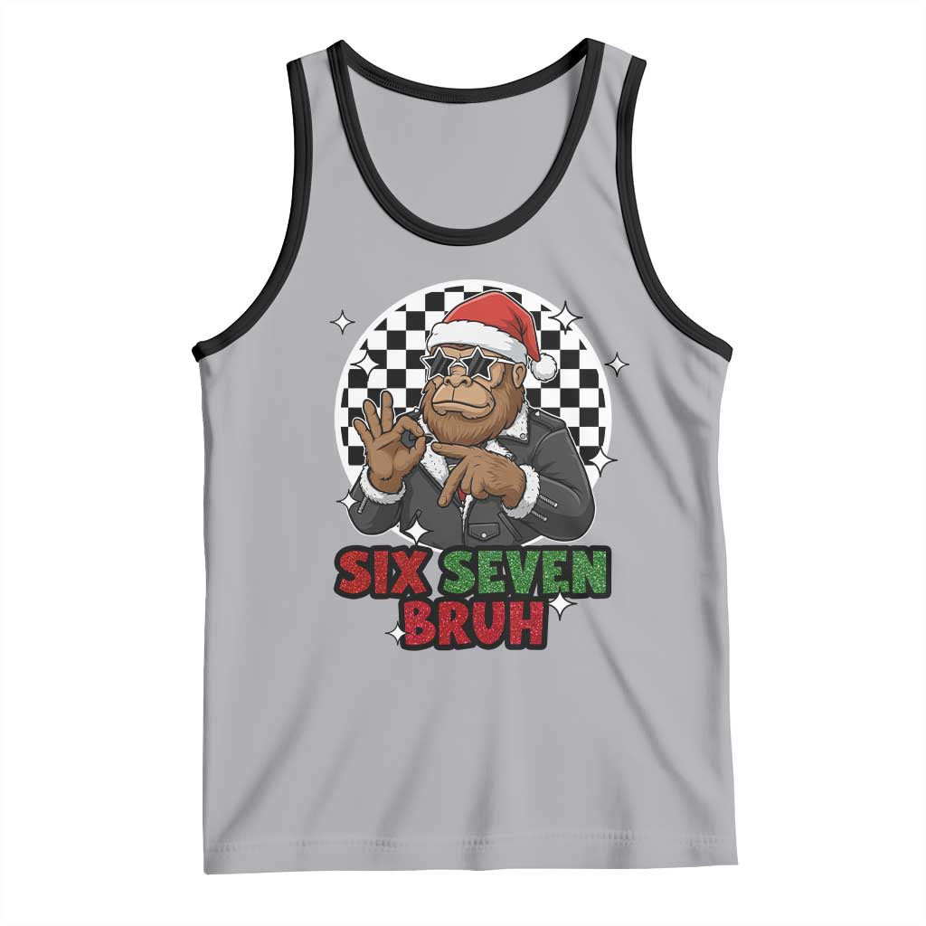 Biker Santa Six Seven Bruh Tank Top Christmas Gift For Gen Z TS12 Athletic Heather Black Print Your Wear