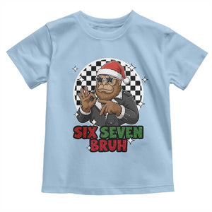 Biker Santa Six Seven Bruh Toddler T Shirt Christmas Gift For Gen Z TS12 Light Blue Print Your Wear