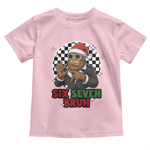 Biker Santa Six Seven Bruh Toddler T Shirt Christmas Gift For Gen Z TS12 Light Pink Print Your Wear
